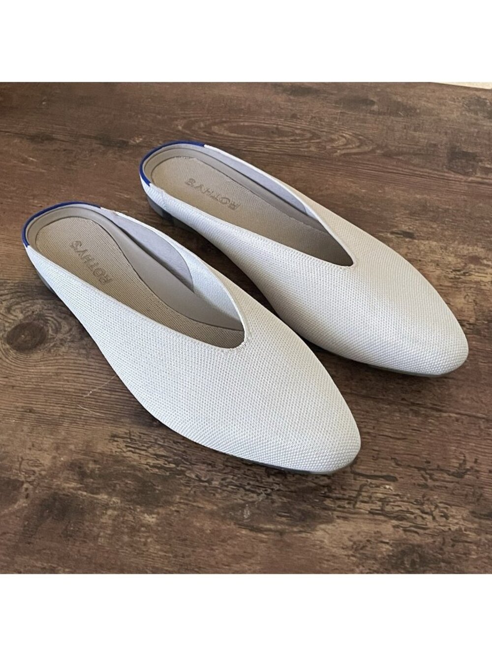 Rothys Womens Almond Demi Mule Sz 10.5 Vanilla Bean Slip On Flat Minimalist